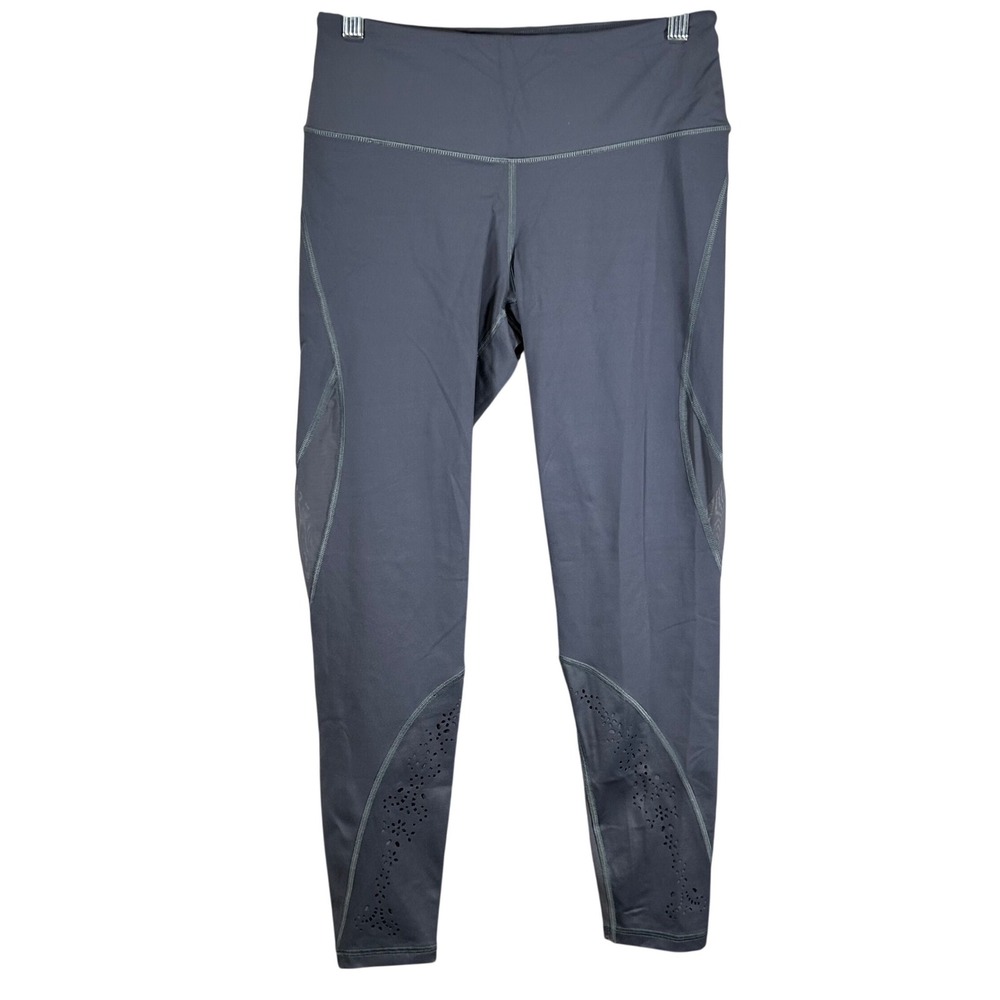 Victoria Sport Knockout Tights Gray Laser Cut Perforated Mesh Leggings Womens‎ M